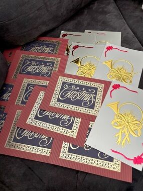 16 Vintage Cleo Christmas Greeting Cards, Chic Metallic Touch